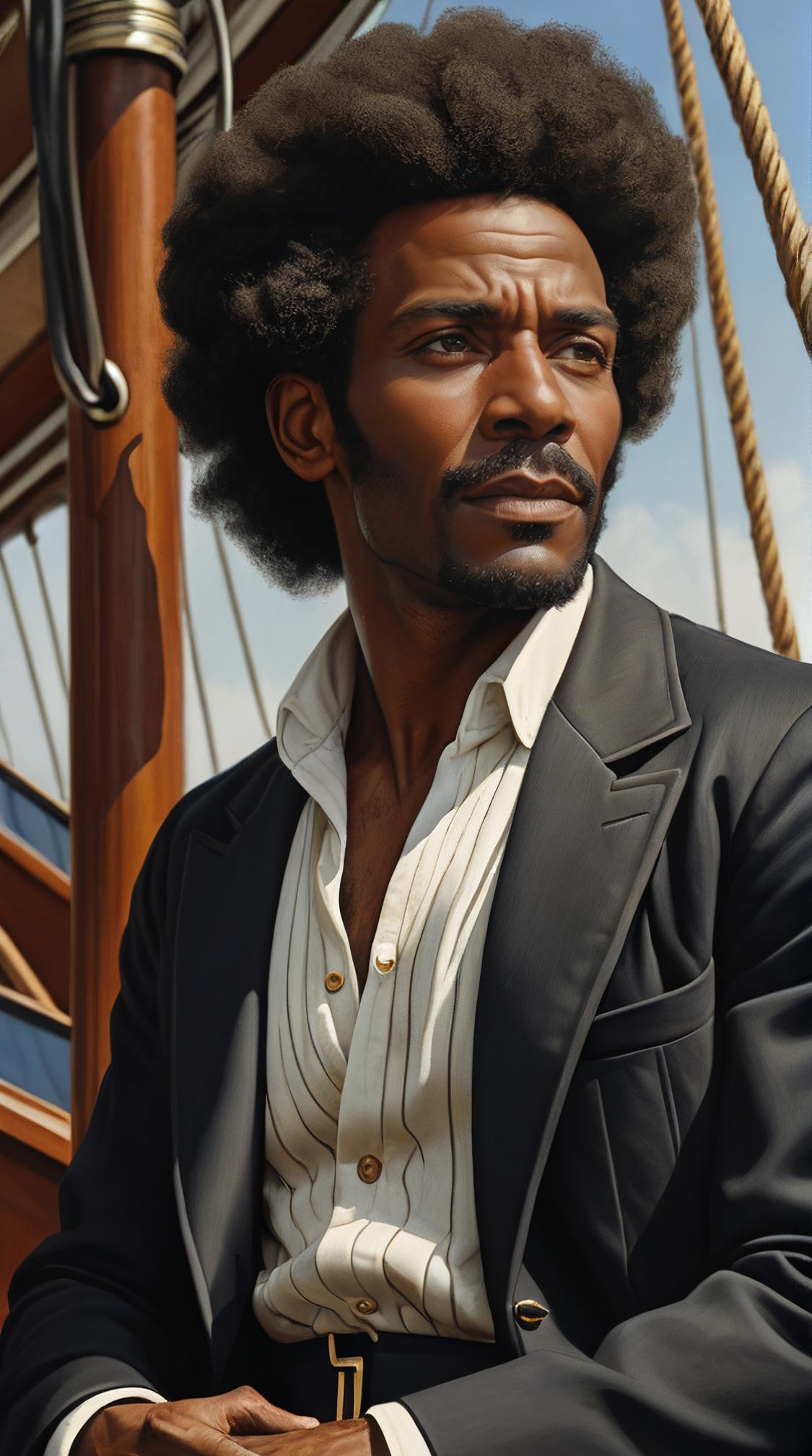 stylized by Barkley L Hendricks, Paul Chabas and Joseba Elorza, Concept art, close up of a Steerage Guy