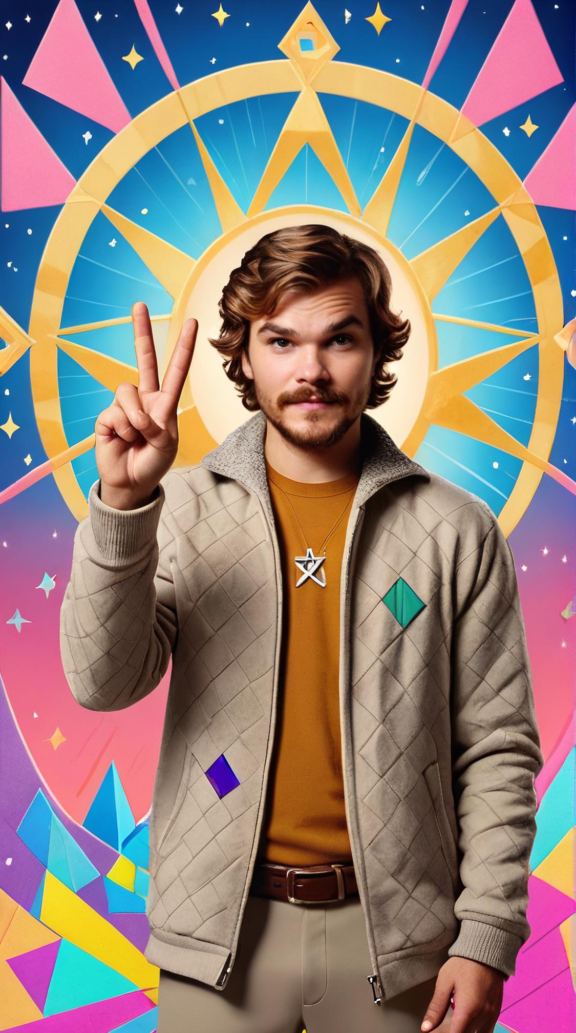 cartoon art by Pendleton Ward, animation, Clever Miserable fit Emile Hirsch , dressed in Diamond and Cashmere clothes