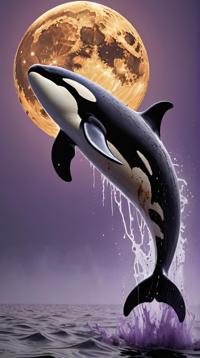 Horrifying Orca, covered in Rust Moon in the night, Ultrarealistic, Sunlight
