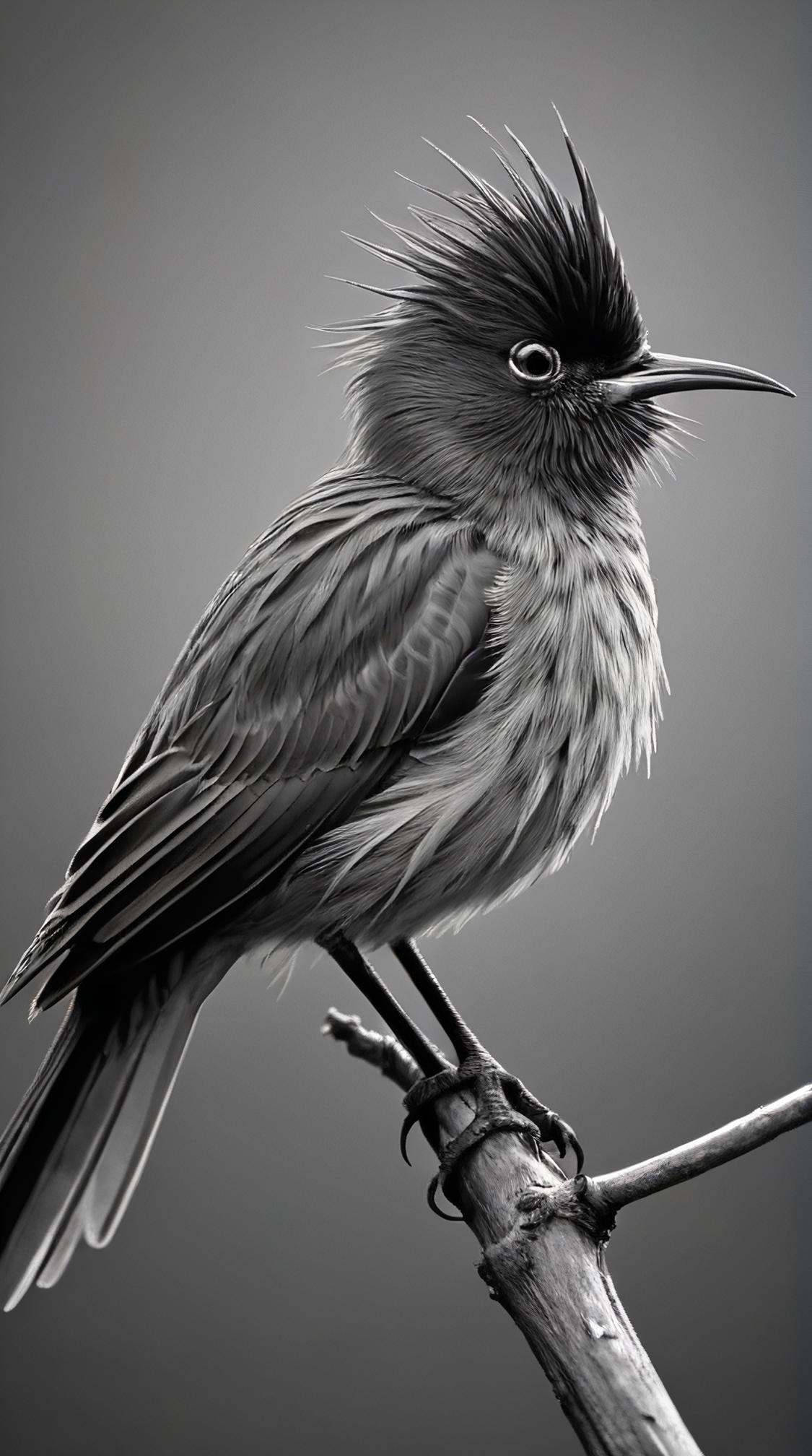 stylized by Hashimoto Gah and Kazuo Oga , On pale black paper, award winning, top down view of a Ethereal Red Vented Bulbul Black Tailed Godwit