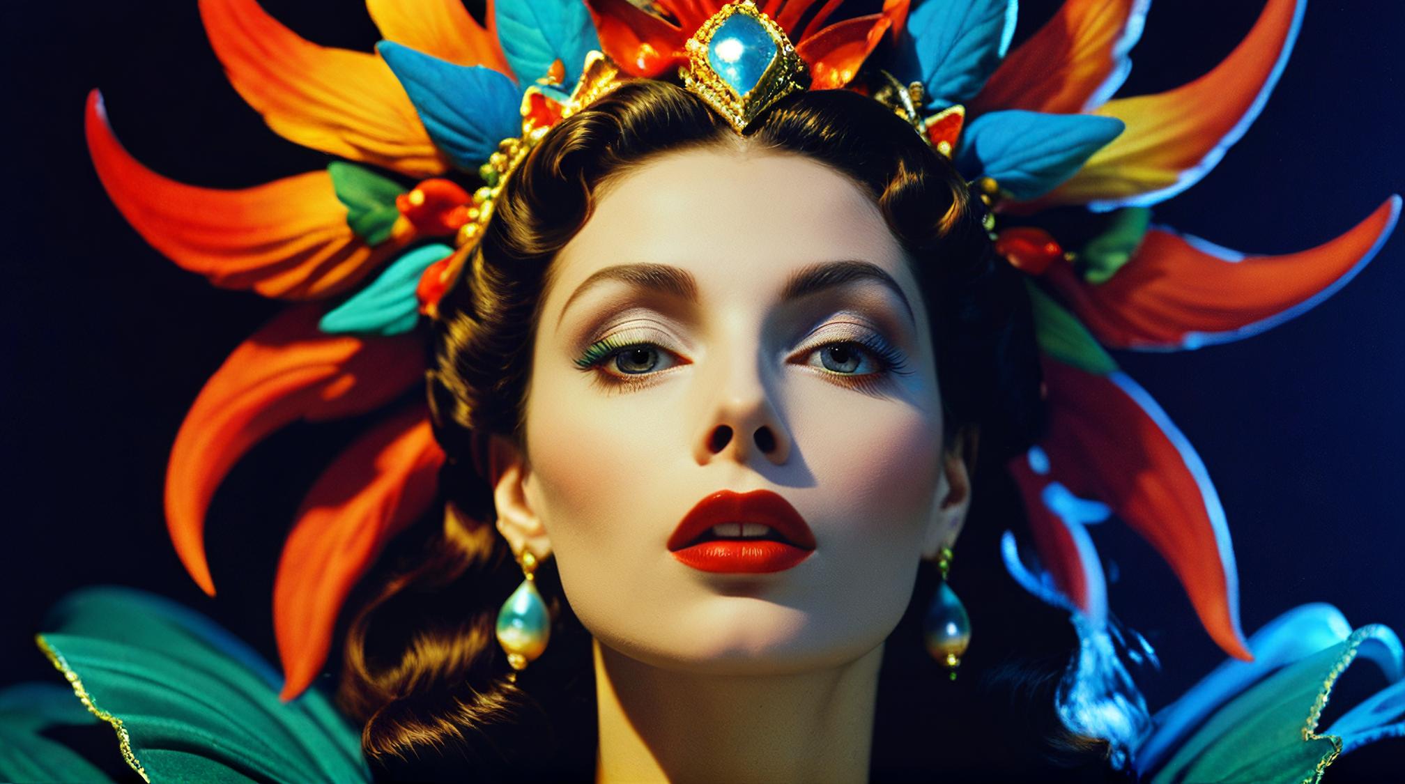 photograph, stylized, close up shot of a Fantastical Female God, at Nighttime