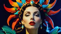 photograph, stylized, close up shot of a Fantastical Female God, at Nighttime