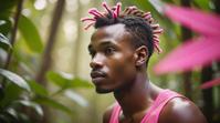 stylized by Olivier Bonhomme , photograph, wearing a very Aesthetically Pleasing Running shorts, Tanzanian Male Nymph