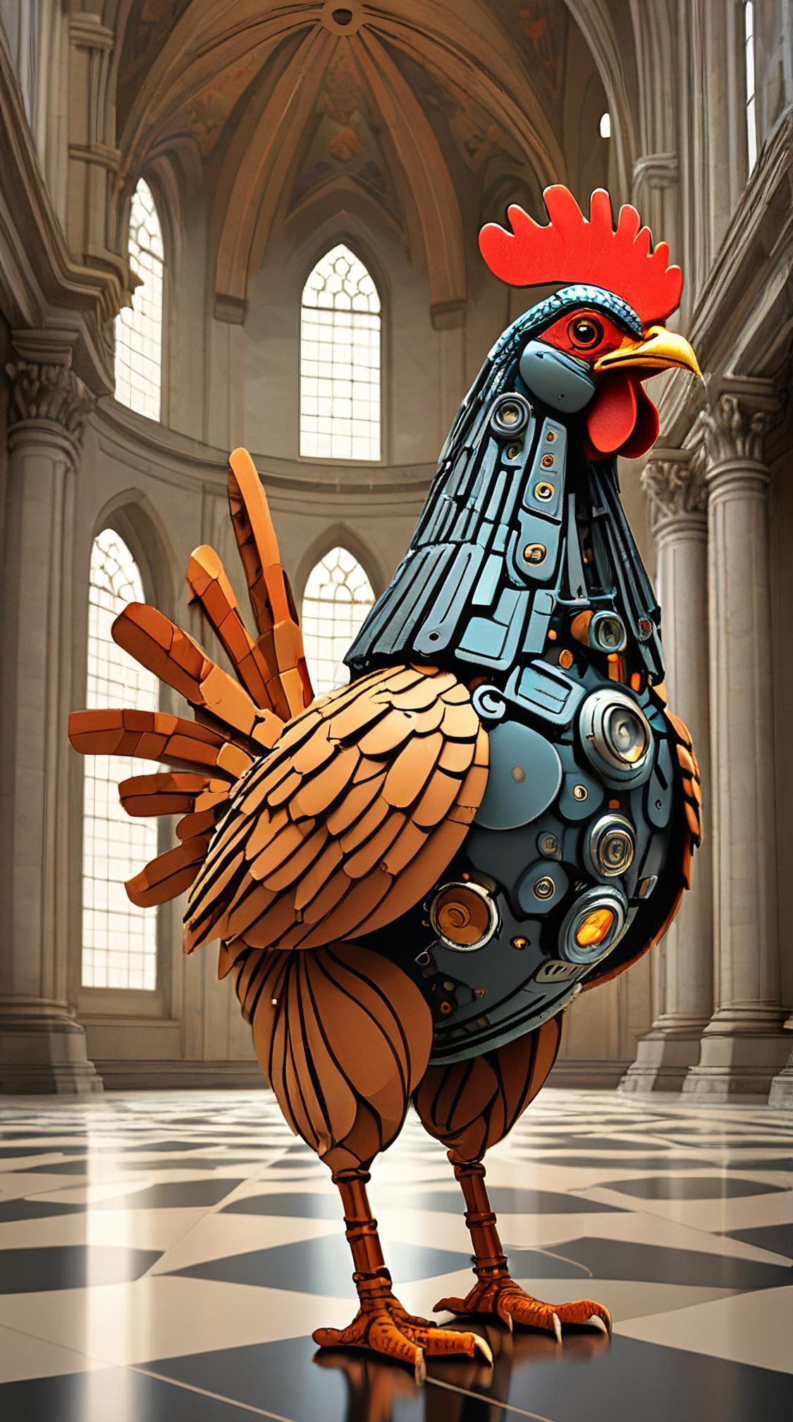 sci fi, designed by Dan McPharlin, digital art, robotic Chicken