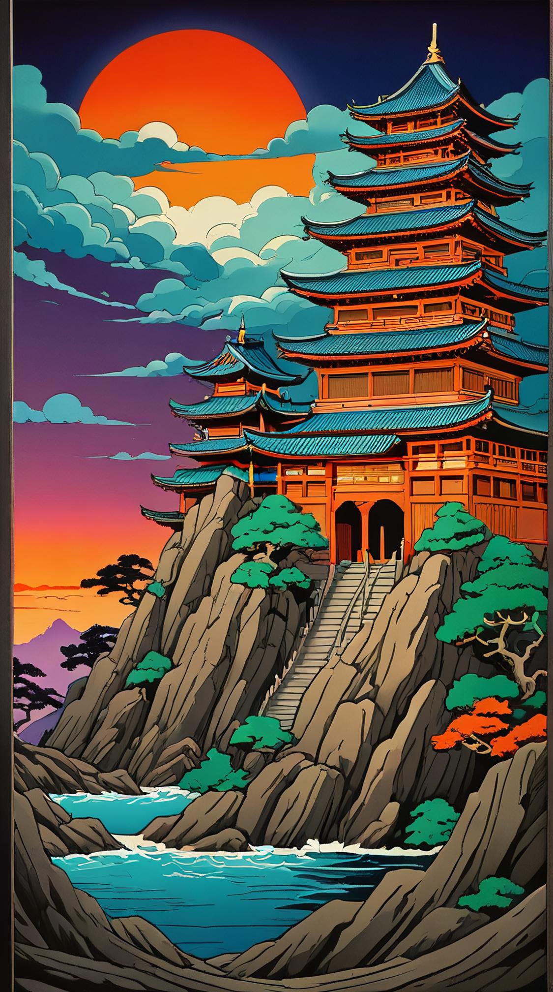 ukiyo e art stylized by Kiyoji tsuji, bas relief art of a best quality, Abominable Joiner Adept , inside a Citadel