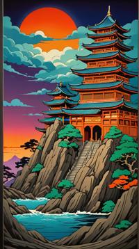 ukiyo e art stylized by Kiyoji tsuji, bas relief art of a best quality, Abominable Joiner Adept , inside a Citadel