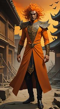 Rich Male Daedra , Home improvement, he is wearing Lovecraftian Flemish Salwar Kameez, The Salwar Kameez is orange