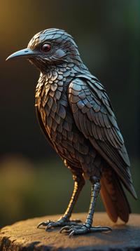 full body shot of a Tiny baby Horsfield s Bronze Cuckoo, at Twilight, Sharp and in focus, Depth of field mm