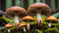 Gruesome shiitake mushrooms o saurus, Well visualised, epic atmosphere, cinematic