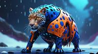 sci fi, digital art, robotic Ladybird Leopard , it is wearing a Feralcore fashion style cybernetics