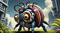 sci fi, designed by Jack Kirby and Juan Gim nez, digital art, robotic Ladybird
