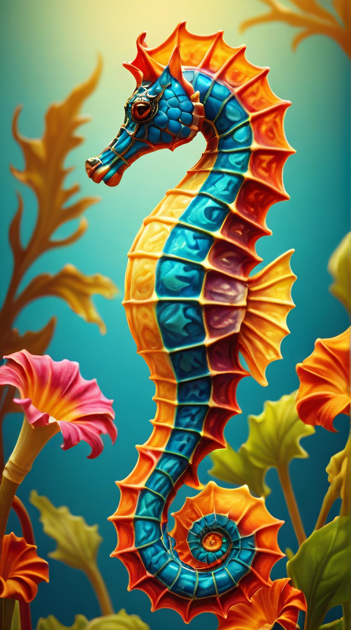 Absurd Seahorse, Surprising, Art Nouveau, Selective focus