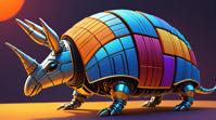 sci fi, by Chris Moore, digital art, side profile of a robotic Armadillo of Geometry