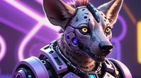 sci fi, digital art, upper body shot of a robotic Hyena, behance HD