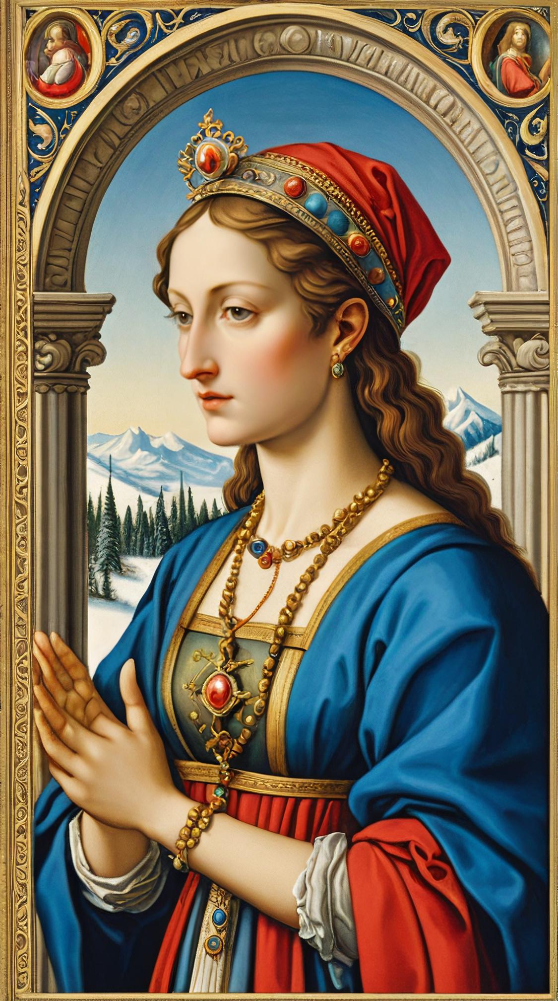 renaissance art designed by Giorgio Vasari, Magical Bauhaus Oracle cards , it is sleek, Winter