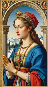 renaissance art designed by Giorgio Vasari, Magical Bauhaus Oracle cards , it is sleek, Winter