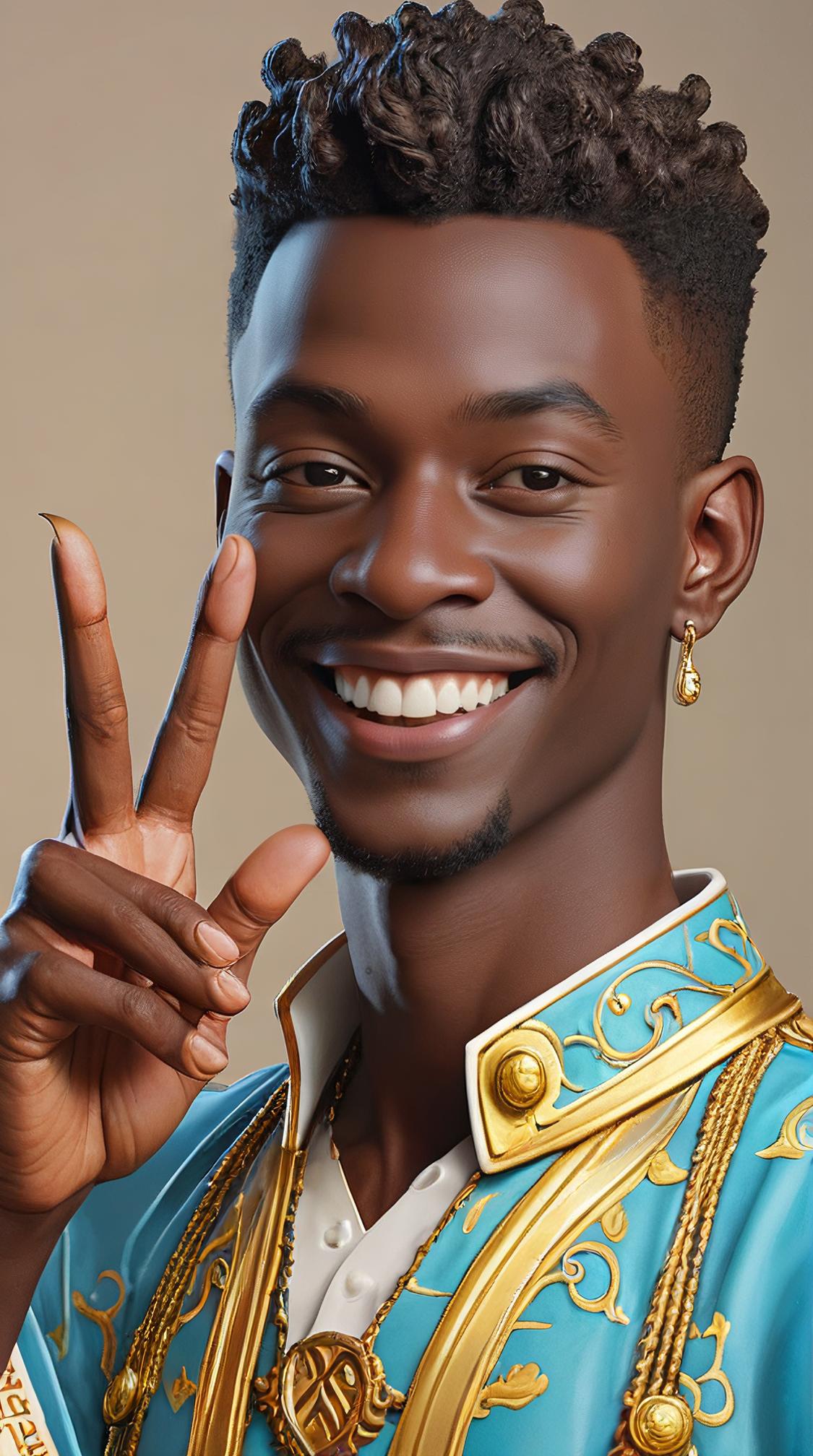 headshot of, masterpiece, Aspiring Ugandan Male Altmer , smiling