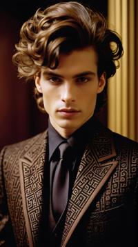 Fashion photography of a supermodel , he is noir and beautiful, wearing fashion outfit, has lots of intricate details