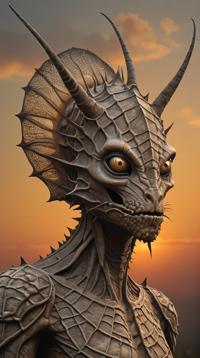 surrealism art by Tomasz Alen Kopera, Ghastly head of a Antlion, at Sunrise, Sharp and in focus
