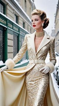 designed by Norman Parkinson, Fashion photography of an award winning, supermodel, she is dressed in fashion outfit