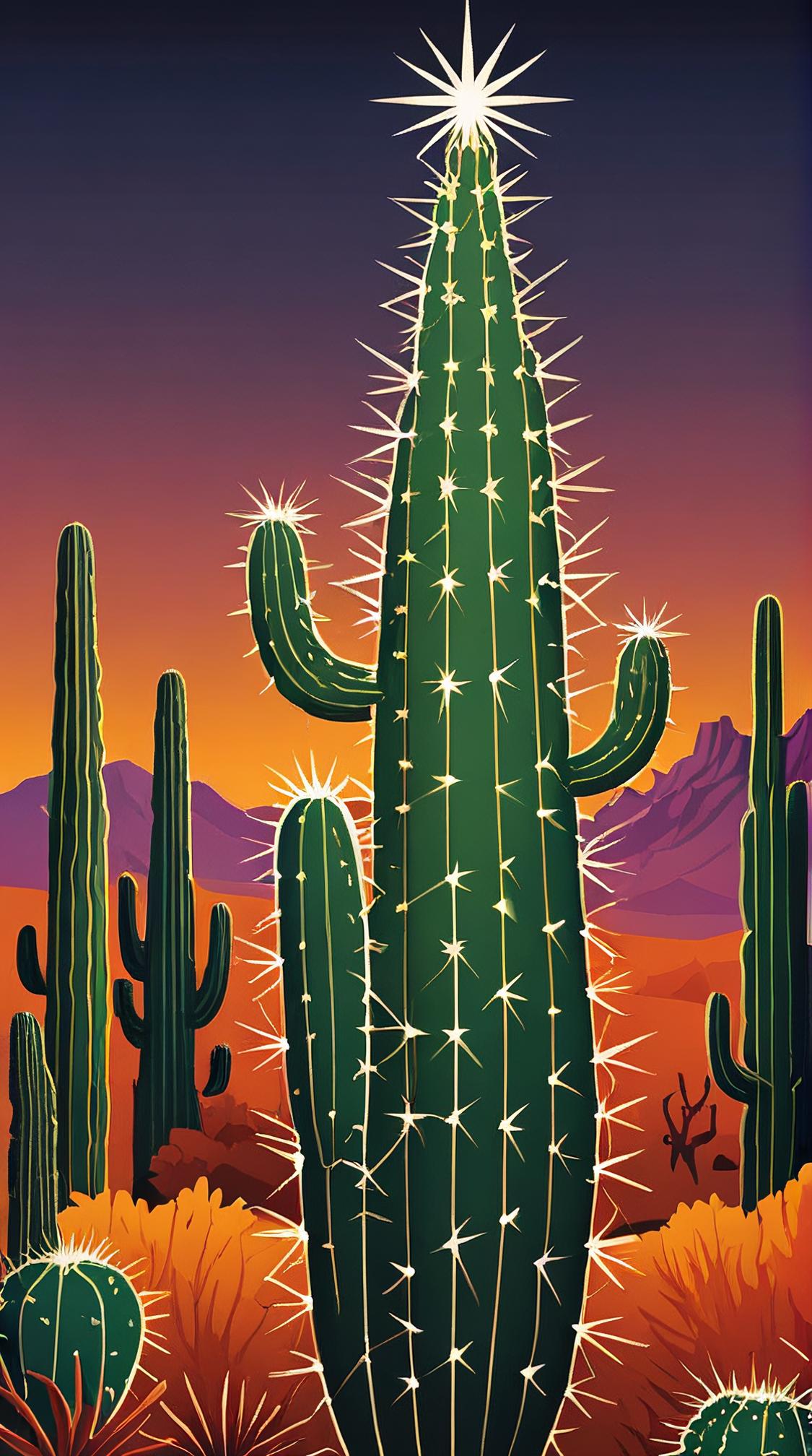 cartoon art designed by Pendleton Ward , Hostile traditional High Tech Western Cactus spines, autumn background, Detailed illustration