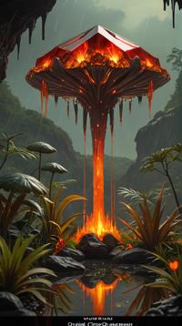 art by Asher Brown Durand, Jack Hughes, landscape of a Fiery Burnt Sienna, Olive Green and Stone Gray Alien Crystal Garden and Savanna