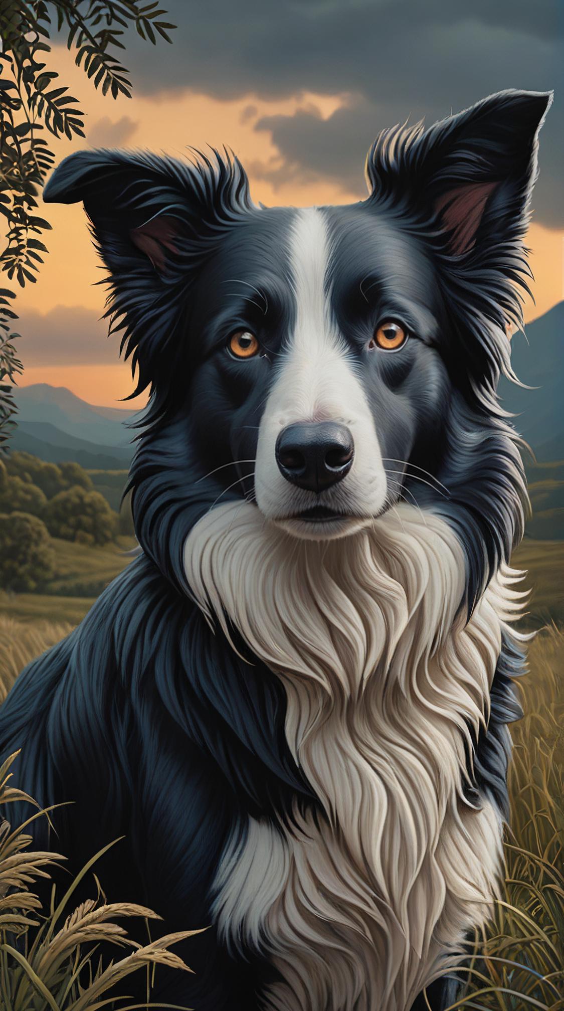 Border Collie, it is very Gloomy, Panorama, CGI Art