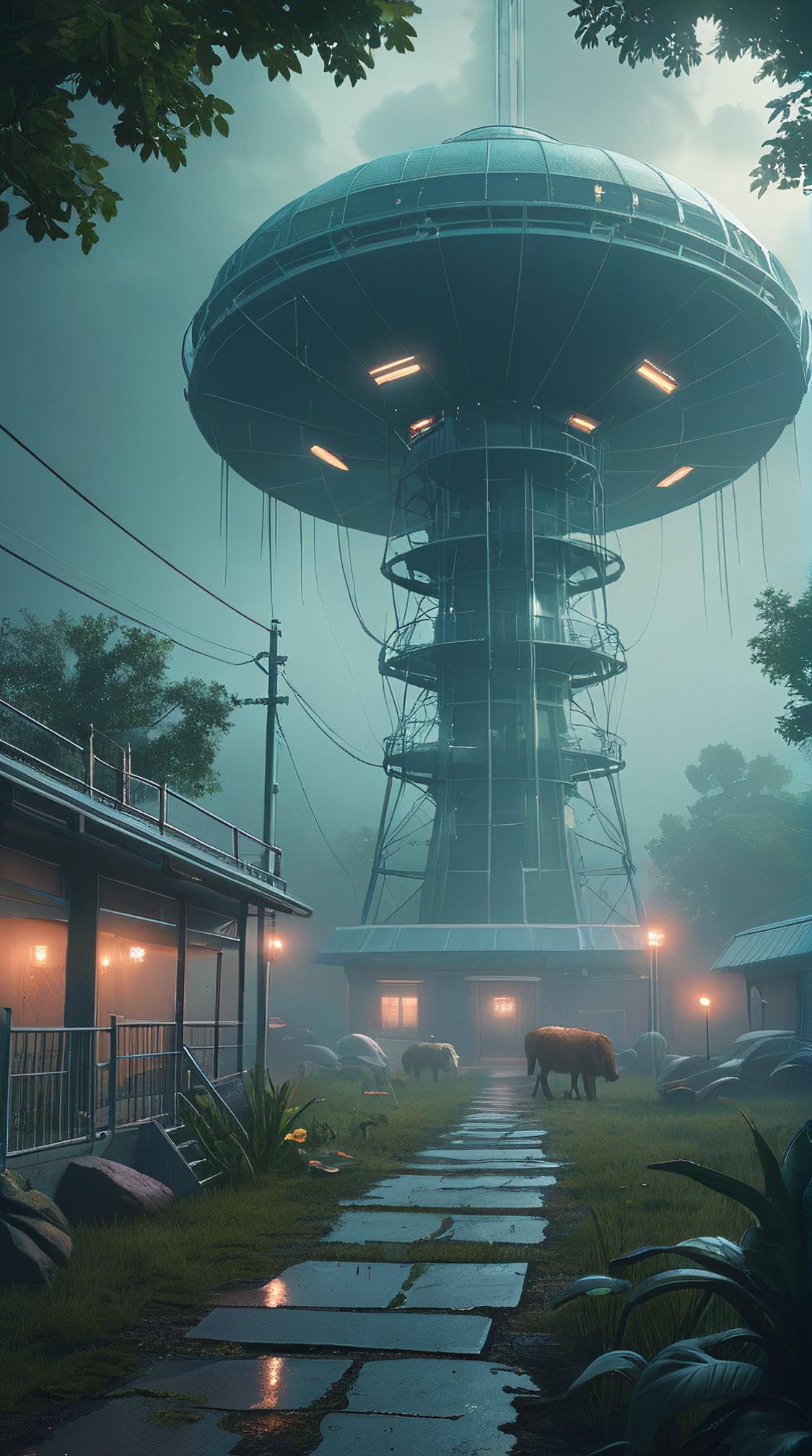 visual effects, landscape of a Supernatural Foggy Plasma Turbine Quantum Drive Testing Facility and Talking animal sanctuary, Hurricane, Visual novel