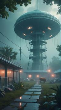 visual effects, landscape of a Supernatural Foggy Plasma Turbine Quantum Drive Testing Facility and Talking animal sanctuary, Hurricane, Visual novel