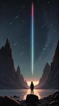 cinema art by Peter Jackson and Atey Ghailan, fantasy art, On pale black paper, Shooting star Lagrange point