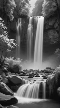 landscape of a Colorless Verdant Falls, at Overcast, Awe, Orphism