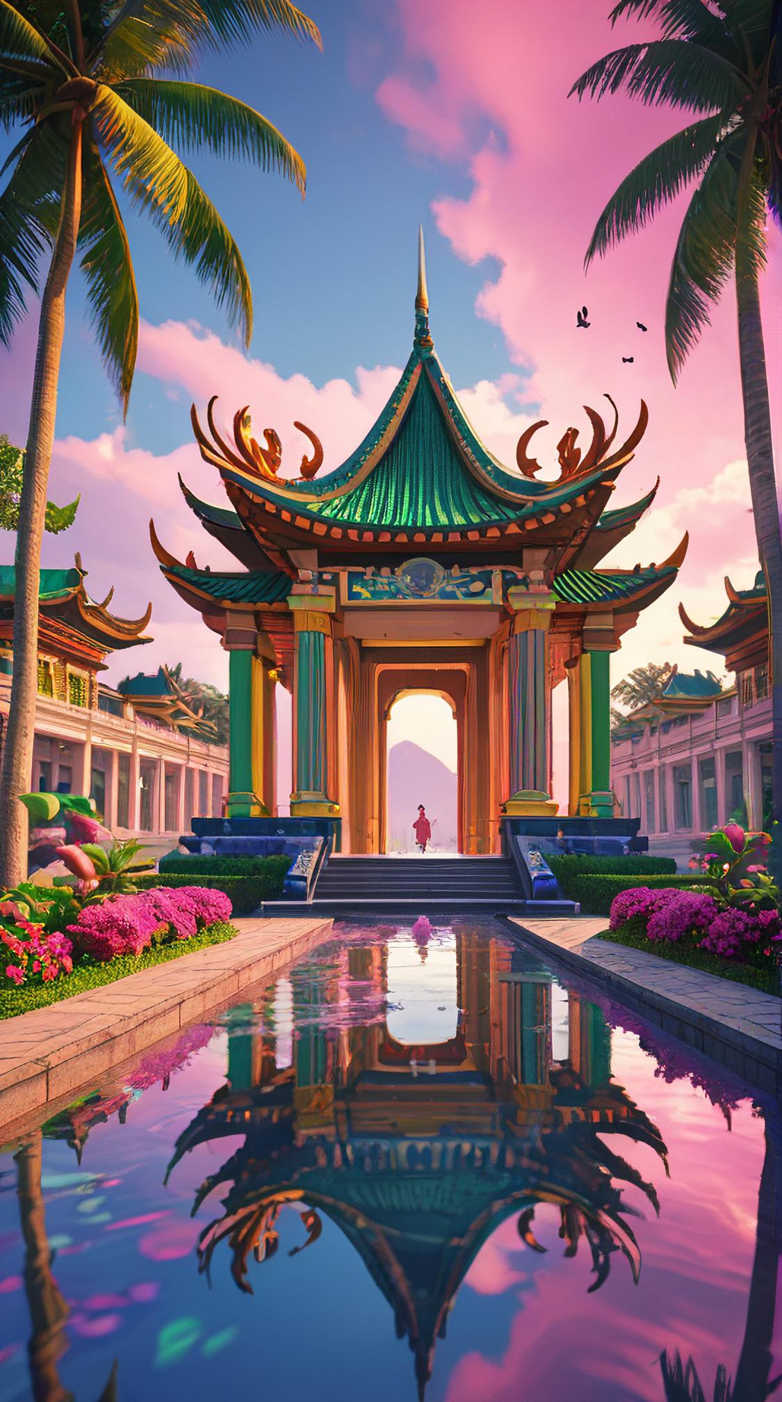 D Rendering, Glitch Art, intricate details, landscape of a Encrypted Plaza
