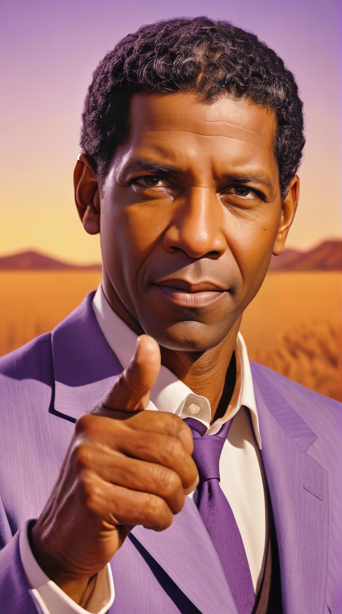 Airbrush painting, Redscale Print, Concept art of a Authentic Eastern Denzel Washington ,