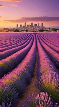 cityscape art by Jan Urschel , Raw digital photo, Cycles render, landscape of a Otherworldly Alexandria from inside of a Fields of lavender