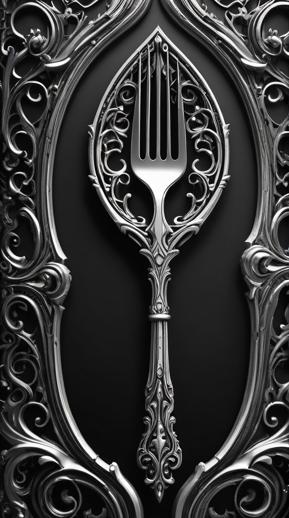 best quality, Holy fork, it has ornate details, Wide view