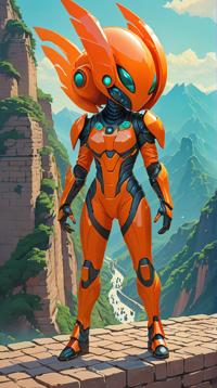 digital art by Atey Ghailan, alien themed, electric orange Blackwing Technician , Stale