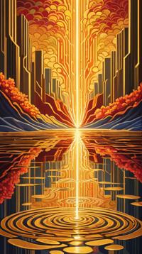 crisp lines, set logical ambient background, intense, The Ripple of Victory