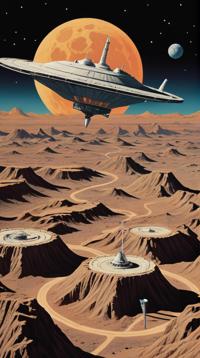 landscape of a Lo Fi Gravity Generator and Absorbing Spaceport on a distant moon, Hurricane, and trauma, Celebrity photography