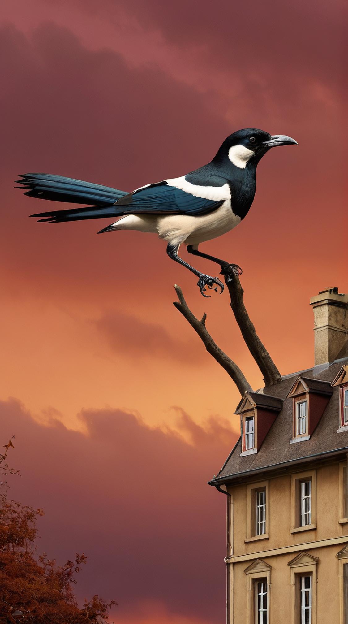by Maurice Utrillo and Hugh Kretschmer , Libertywave, Beige theme , Basic Eurasian Magpie