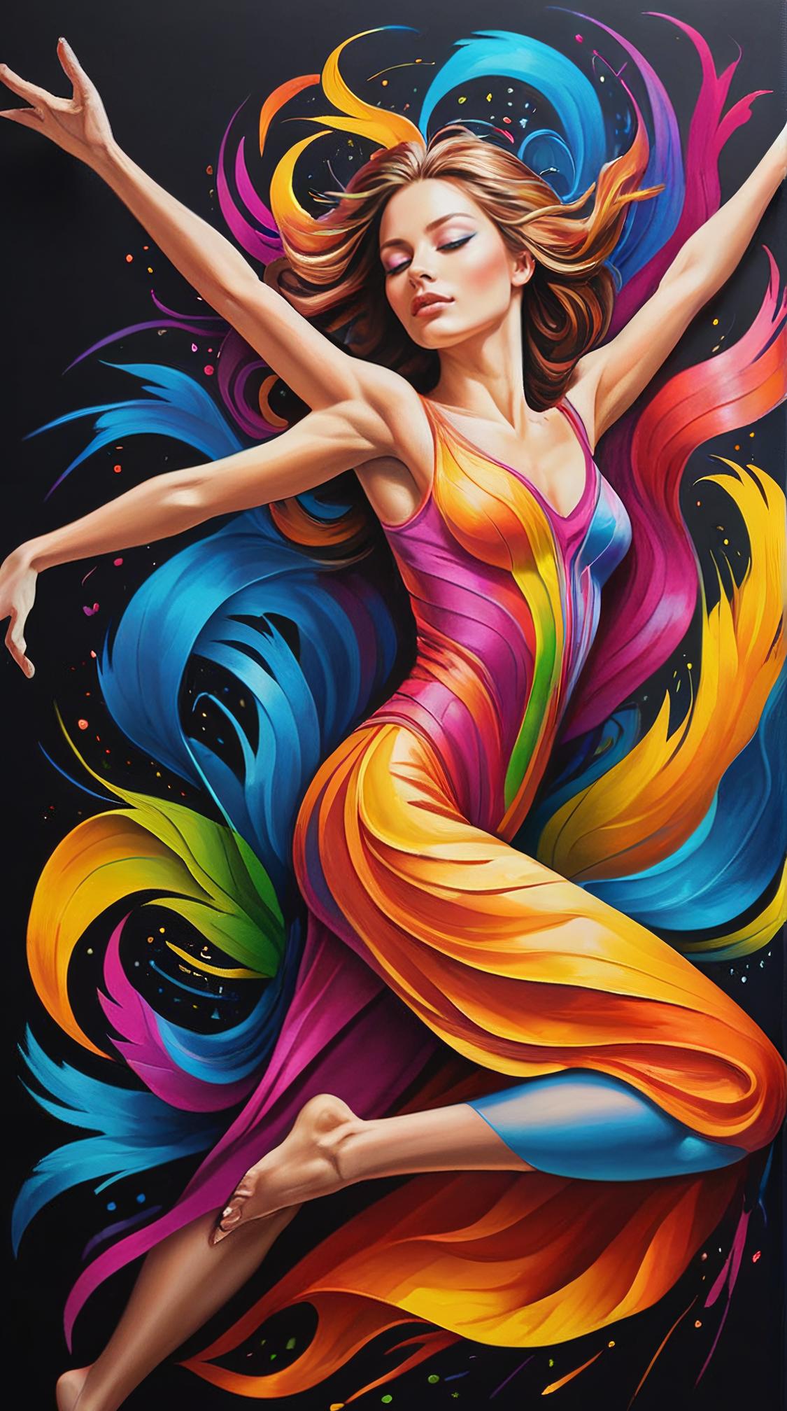professional On pale black paper, Boring In the dance of colors, the world comes alive, a vibrant tapestry painted with the brushstrokes of life