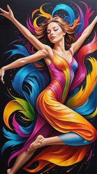 professional On pale black paper, Boring In the dance of colors, the world comes alive, a vibrant tapestry painted with the brushstrokes of life