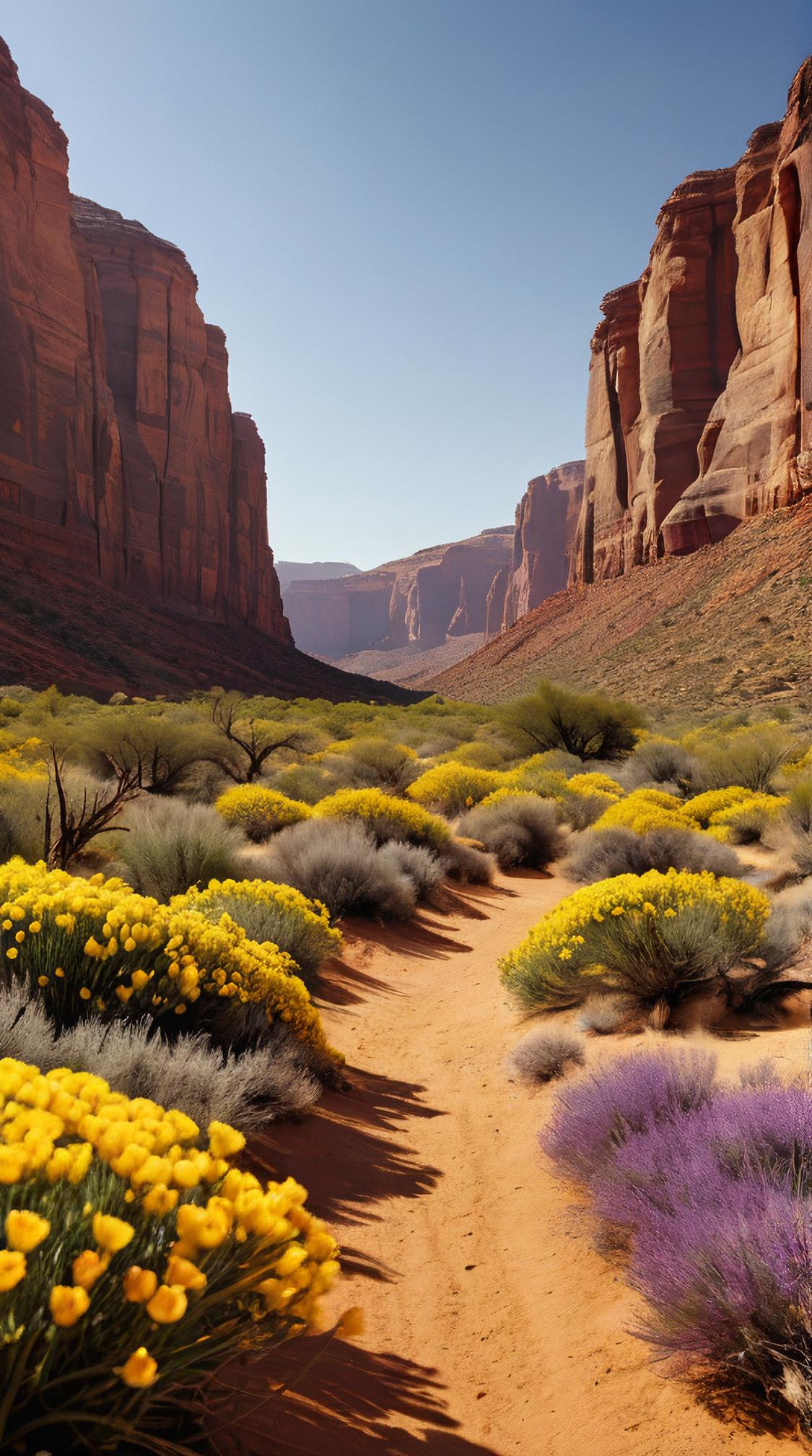 Cinematic still, award winning, landscape of The Land of Oz and Desert canyon, at Midday