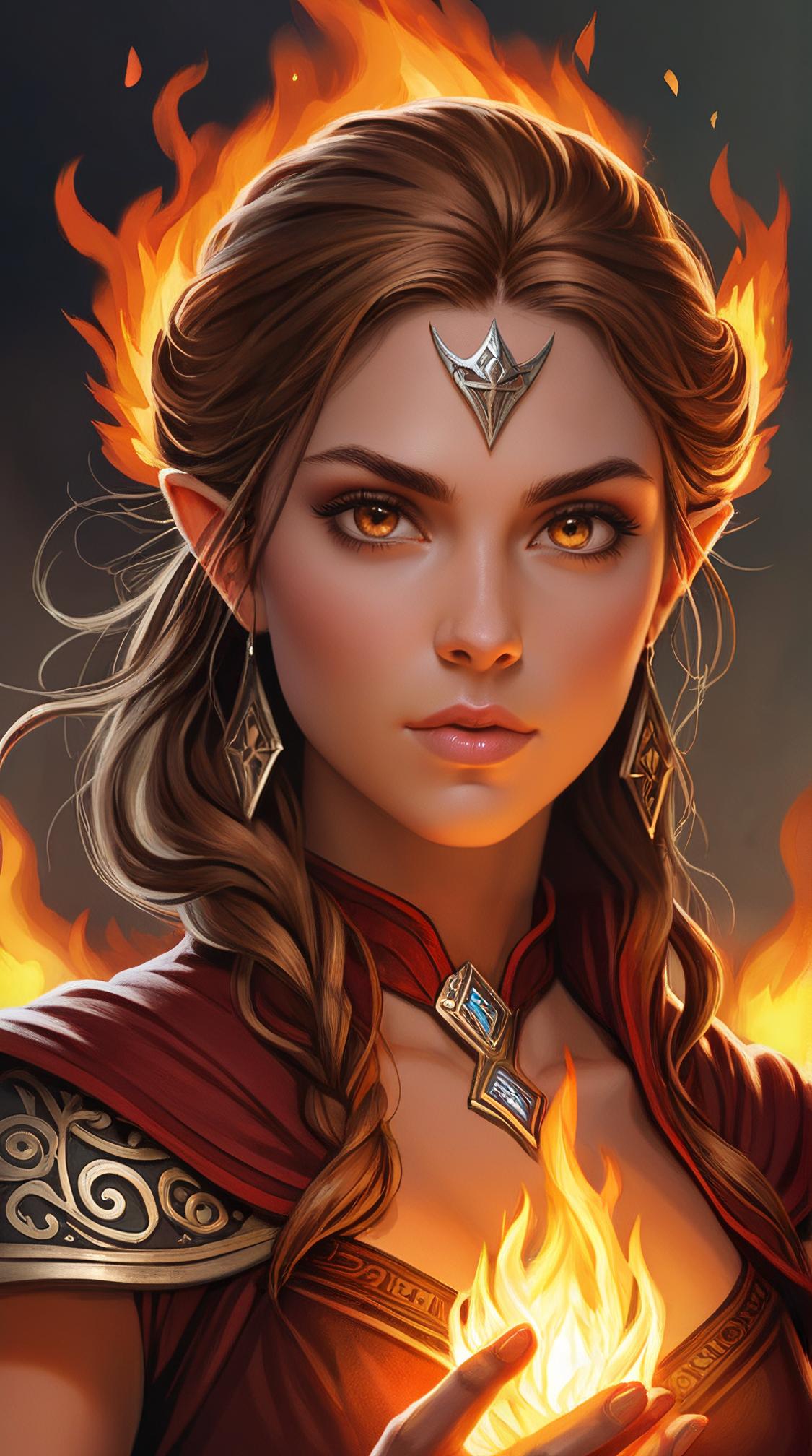 illustration art by Magali Villeneuve, fantasy art, Greek Female Voidelf , the Voidelf is Quirky