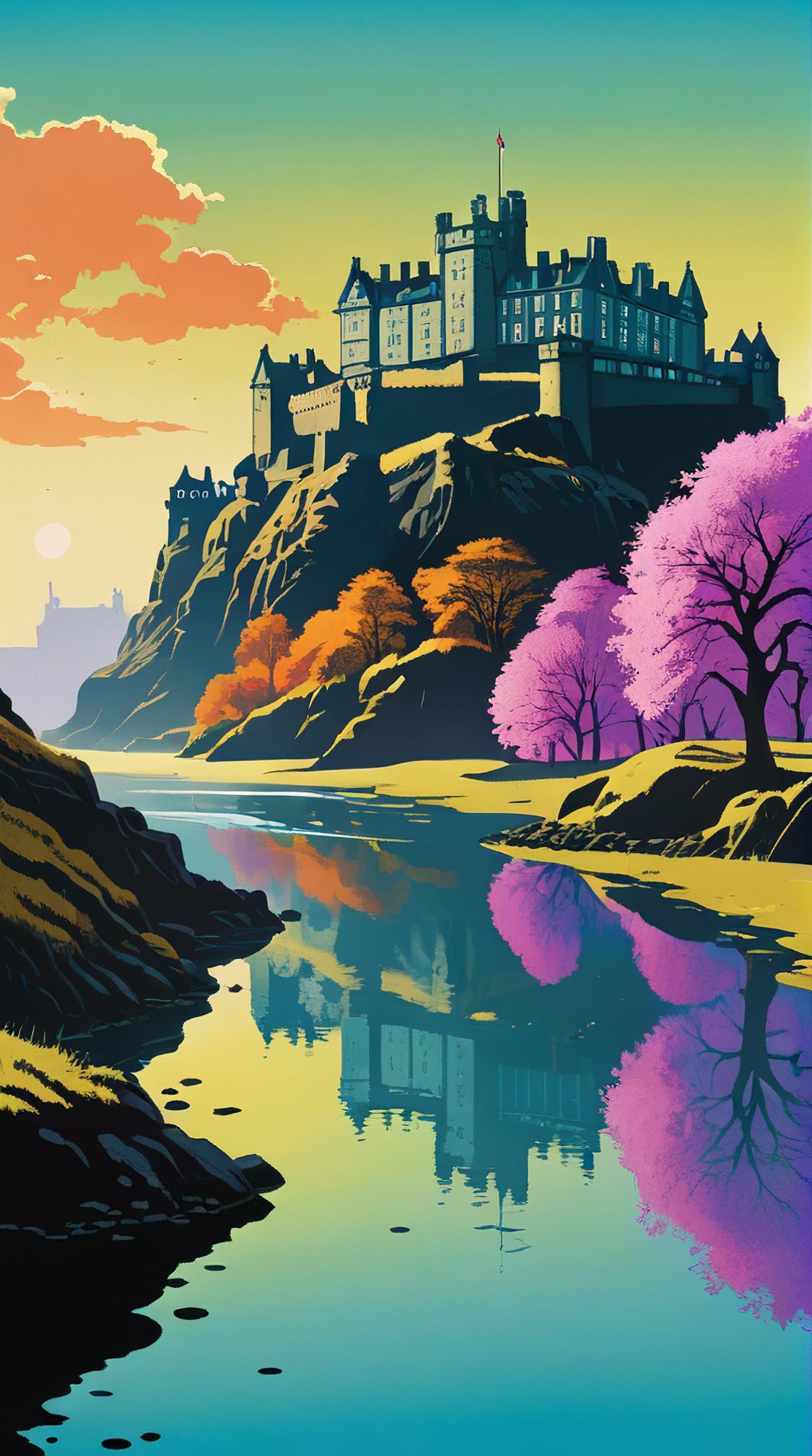 designed by Oliver Wetter, Tatsuro Kiuchi, Iridescent water, landscape of a Edinburgh Castle and Underground bunker