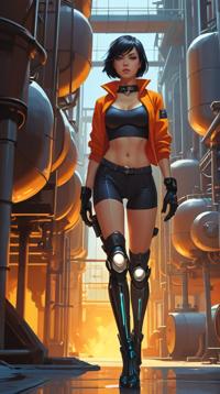 fantasy art by Ilya Kuvshinov , scene art, Fashion shot of a Rokhaya Albana Nomad, the Female is Gritty