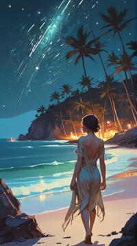 landscape of a S Tulum Bir , Stars in the sky, art by Atey Ghailan , Carne Griffiths