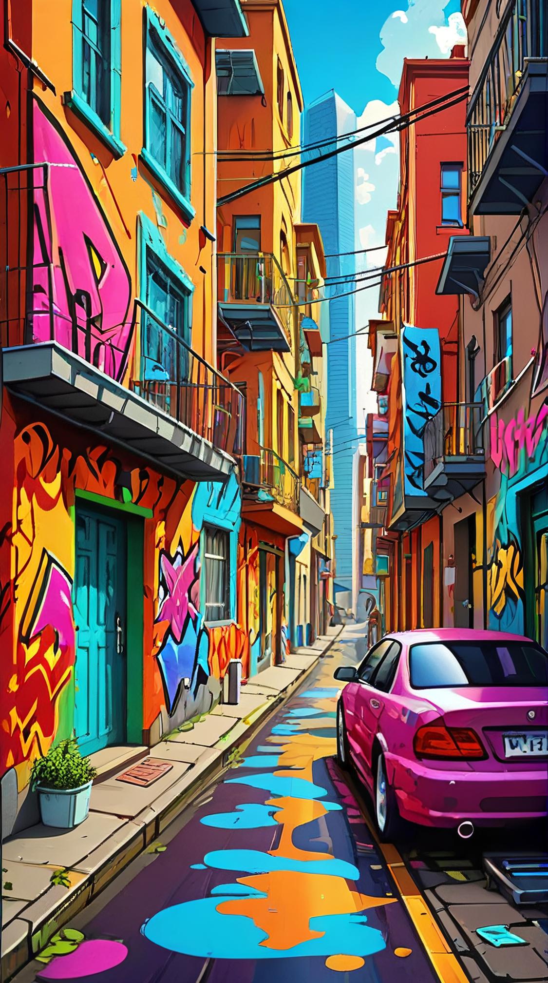 Graffiti Art Style, Moist Silvermoon City, dynamic, dramatic