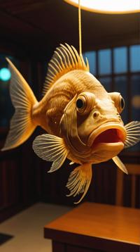Ugly Lanternfish, inside a Guesthouse, Wide view, cute
