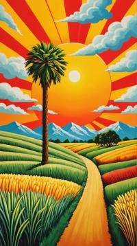 art by Chris Uminga, collage art, landscape of a Pampas, it is Depressing
