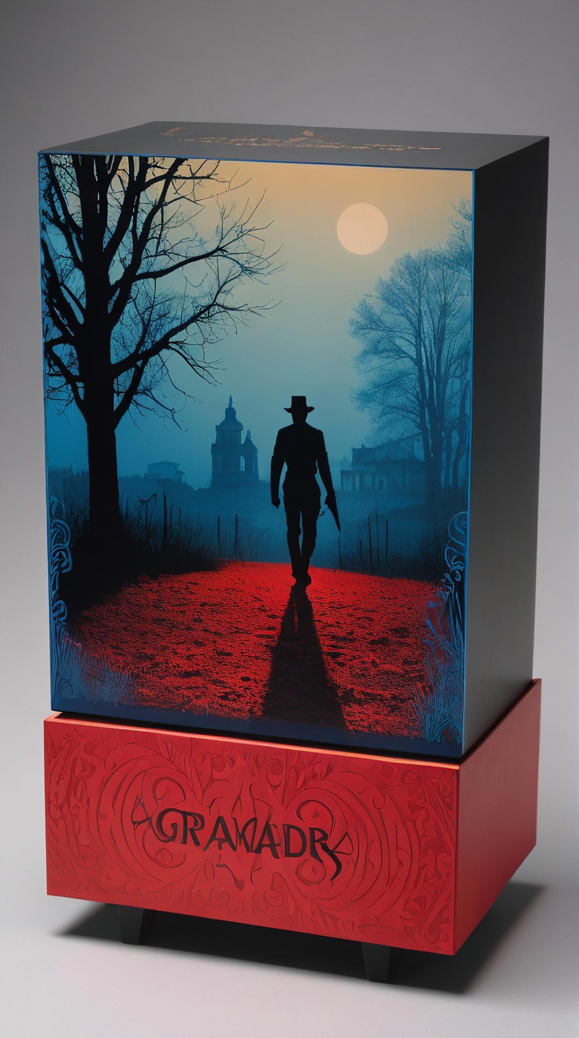Laser Engraving of a landscape of a Granada, Otherworldly, Foggy conditions, avant garde cinema